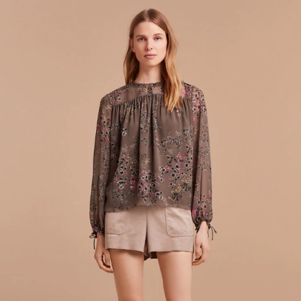 Wilfred Lourdes Floral Pleated Blouse Size M